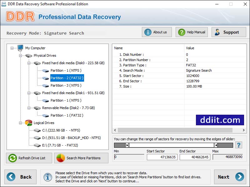 Screenshot of Windows Restoration Software