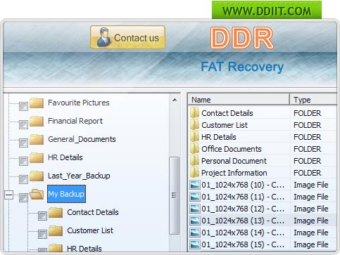 FAT data recovery software Screenshot