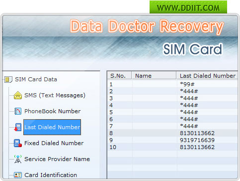 Sim card data recovery software Screenshot