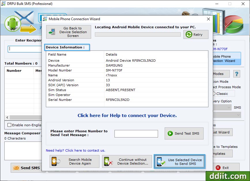 Select your mobile device type Bulk SMS Mobile Text Messaging Software