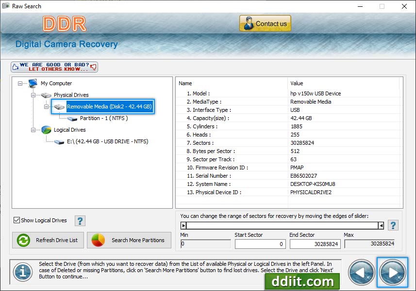 Digicam data retrieval program