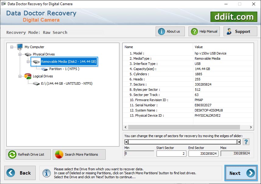 Select Partition Recovery Digital Camera Recovery Software