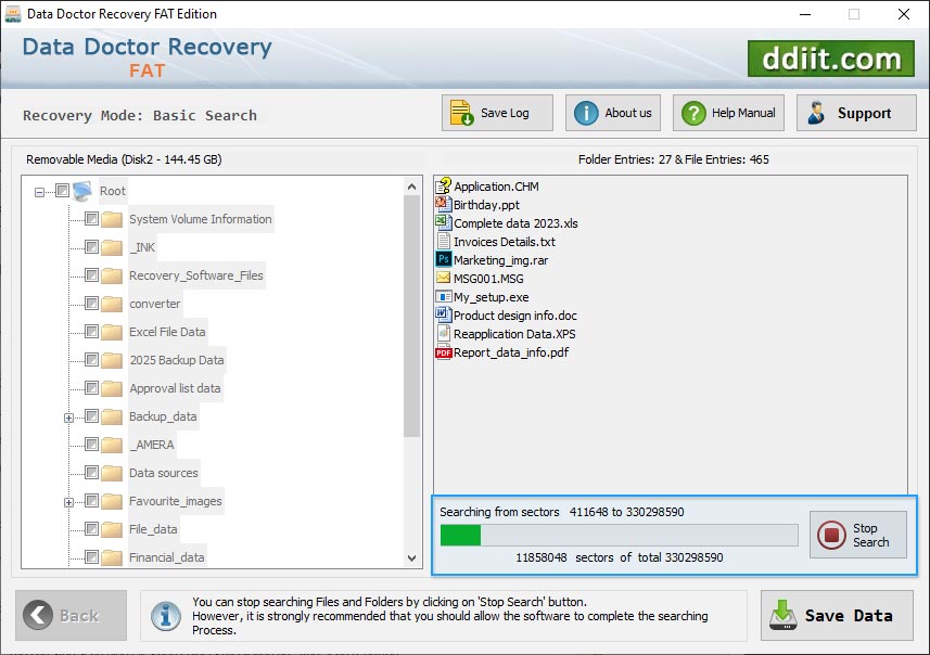 FAT data restore program