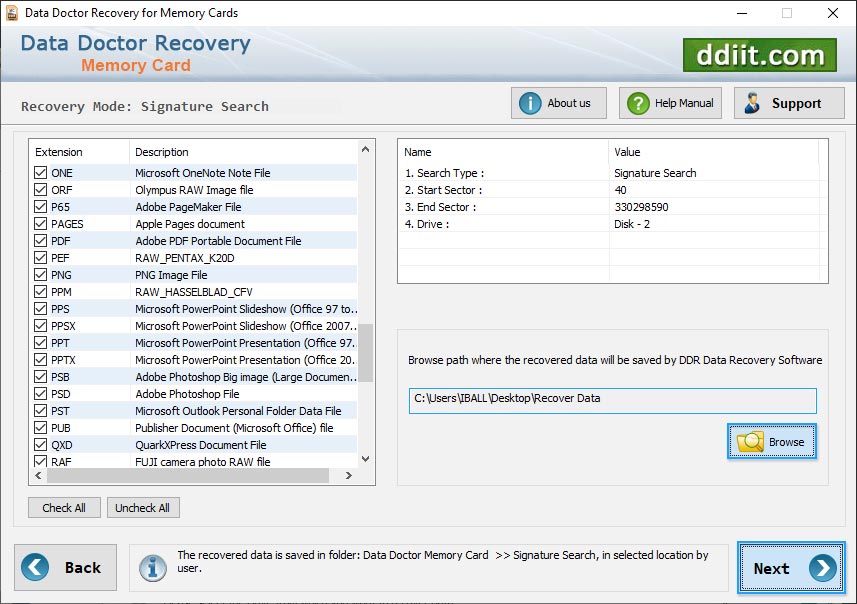 Memory card file retrieval program