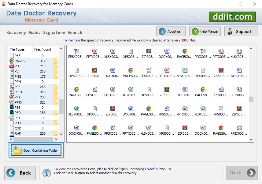 open Contaning Folder Memory card file retrieval program