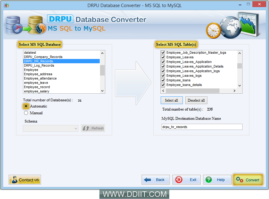 MS SQL to MySQL database converter software