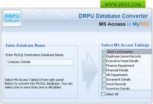 MS Access to MySQL database migration program