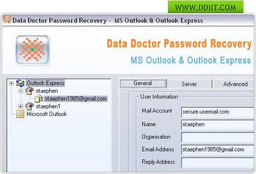 Outlook express password recovery software