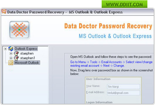 Outlook express password restoration program