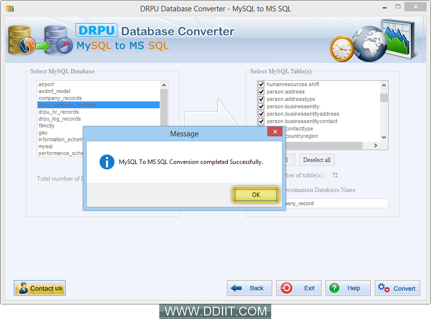 MySQL to MSSQL database converter software