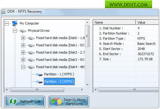 File retrieval program for NTFS file system