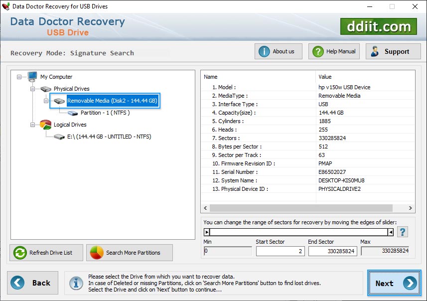 Memory Stick Sector scanning