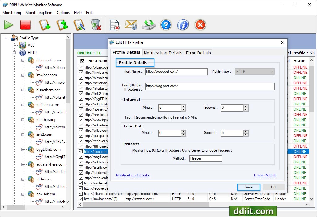 Website Monitoring Utility Screenshots